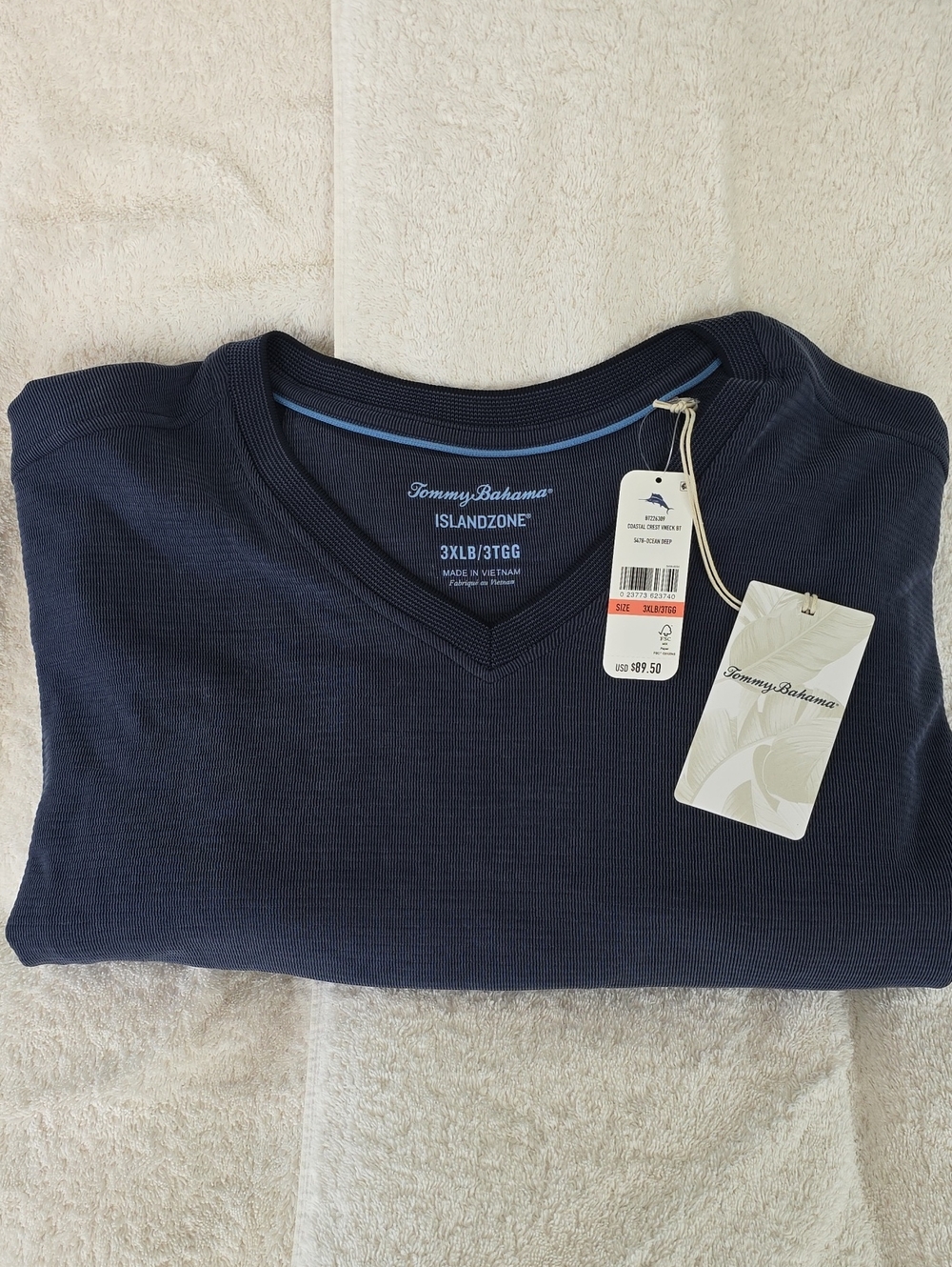 NWT Tommy Bahama Men’s V-Neck Short Sleeve Island Tee 3XLB in Navy
